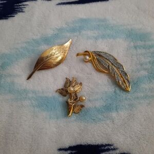 Vtg Trio of Leaf Pins